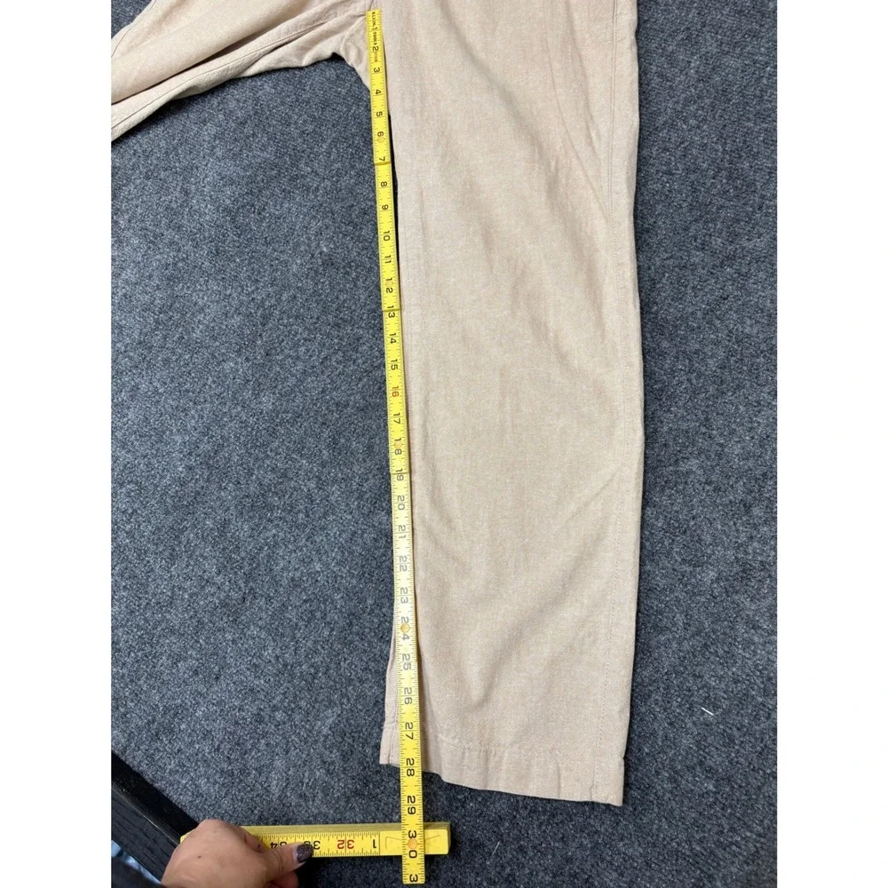 Banana Republic Linen Blend Pants Women 33x30 Beige Straight Leg Trousers